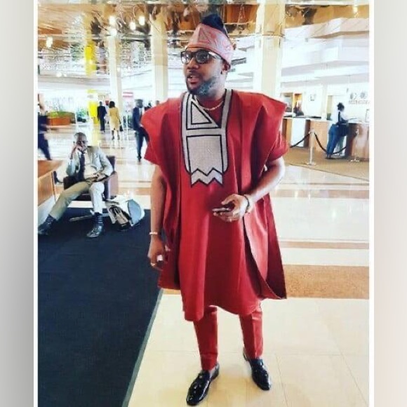 Men's African 3 Pcs Set short Sleeve traditional suit Agwada, inside and trouser - Picture 3 of 3